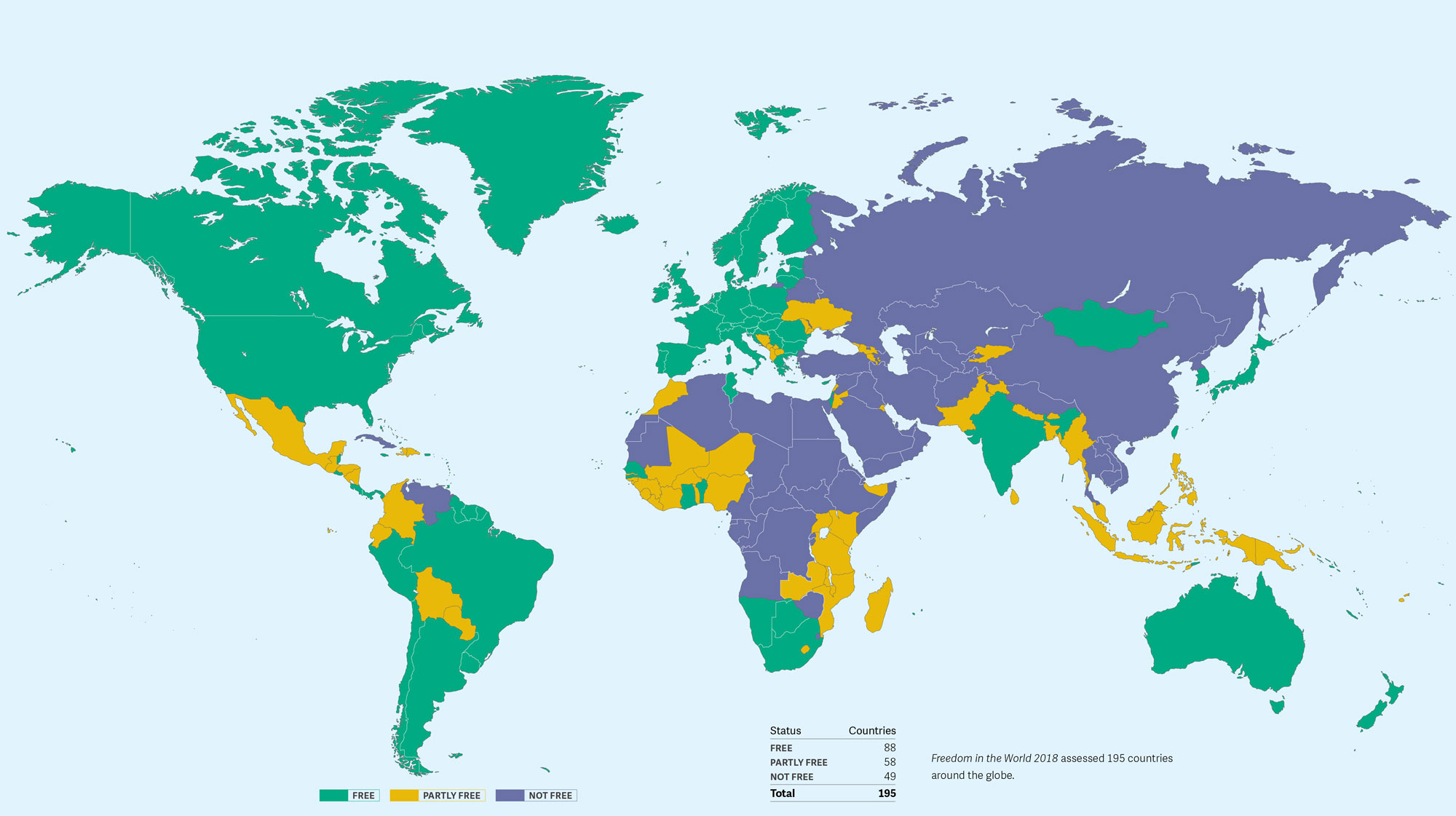 Map of World Freedom in 2018