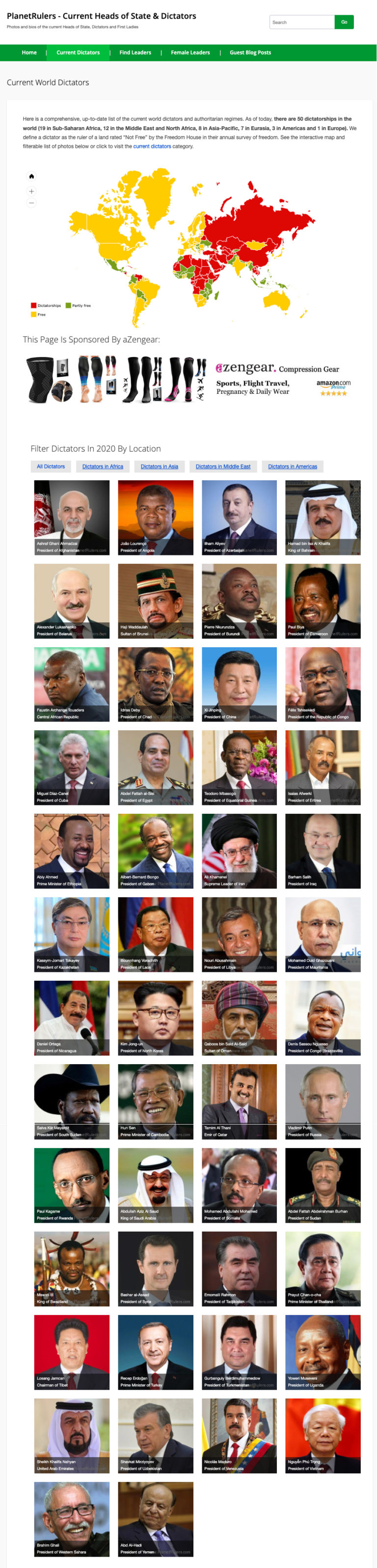 currentworlddictators Current Heads of State & Dictators